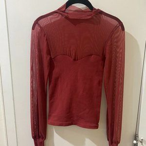 Free People Red sheer top